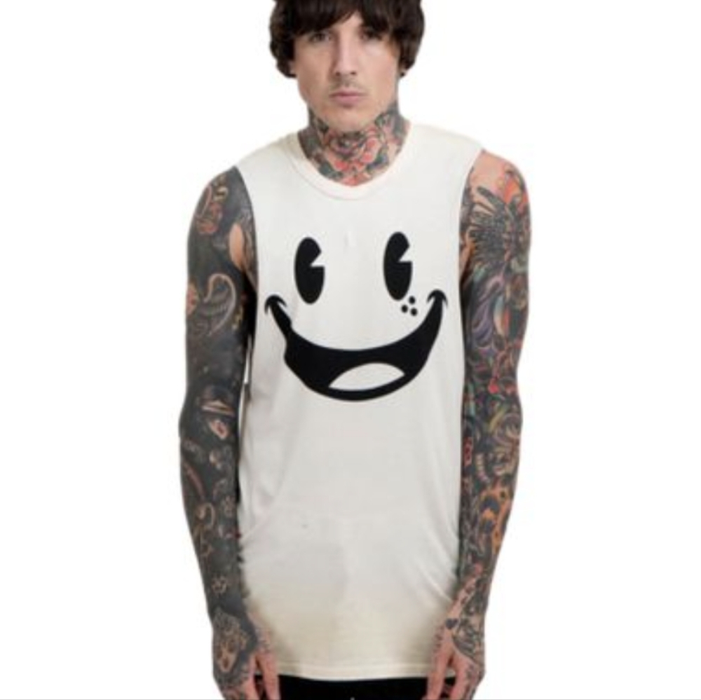DROPDEAD *RARE older print* Happy Life Smiley Tank Top Muscle Tee
